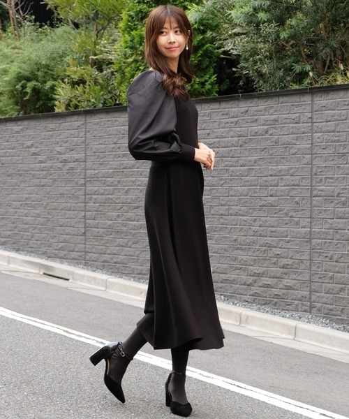 STRAWBERRY-FIELDS（ストロベリーフィールズ）の「【美人百花 10月号掲載】シェルストレッチ　ワンピース（ワンピース・レディース・ブラック/ローズ・2）」の9枚目の写真