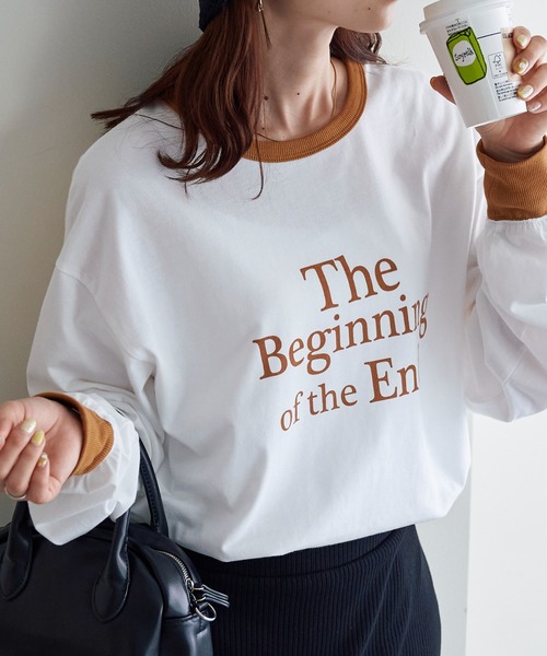 DISCOAT（ディスコート）の「【WEB限定】アソートロゴプリントリンガーロングTシャツ（Tシャツ/カットソー・レディース・ブラック/ネイビー/グリーン/キャメル/バーガンディー・FREE）」の4枚目の写真