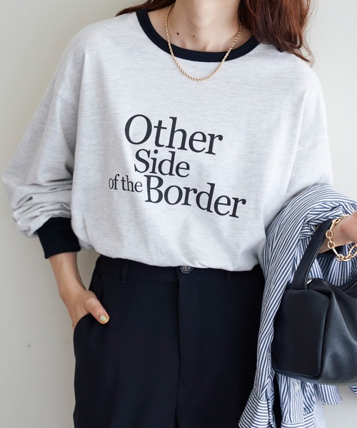 DISCOAT（ディスコート）の「【WEB限定】アソートロゴプリントリンガーロングTシャツ（Tシャツ/カットソー・レディース・ブラック/ネイビー/グリーン/キャメル/バーガンディー・FREE）」の2枚目の写真