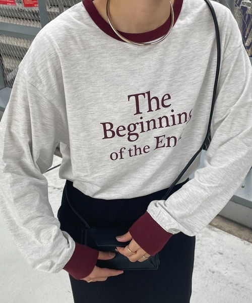 DISCOAT（ディスコート）の「【WEB限定】アソートロゴプリントリンガーロングTシャツ（Tシャツ/カットソー・レディース・ブラック/ネイビー/グリーン/キャメル/バーガンディー・FREE）」の6枚目の写真