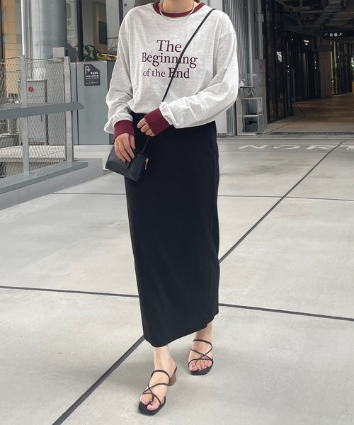 DISCOAT（ディスコート）の「【WEB限定】アソートロゴプリントリンガーロングTシャツ（Tシャツ/カットソー・レディース・ブラック/ネイビー/グリーン/キャメル/バーガンディー・FREE）」の10枚目の写真