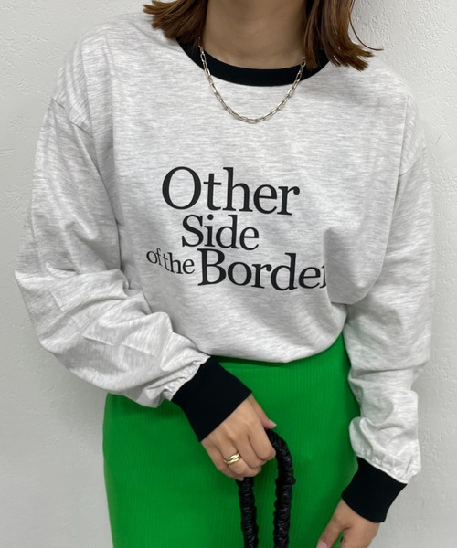 DISCOAT（ディスコート）の「【WEB限定】アソートロゴプリントリンガーロングTシャツ（Tシャツ/カットソー・レディース・ブラック/ネイビー/グリーン/キャメル/バーガンディー・FREE）」の12枚目の写真