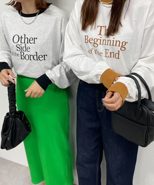 DISCOAT（ディスコート）の「【WEB限定】アソートロゴプリントリンガーロングTシャツ（Tシャツ/カットソー・レディース・ブラック/ネイビー/グリーン/キャメル/バーガンディー・FREE）」の18枚目の写真