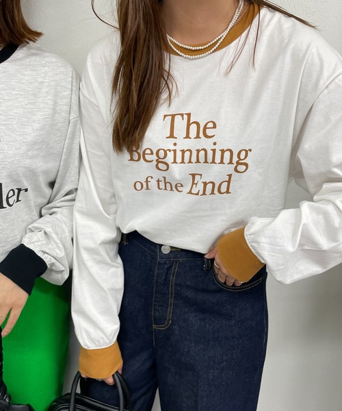 DISCOAT（ディスコート）の「【WEB限定】アソートロゴプリントリンガーロングTシャツ（Tシャツ/カットソー・レディース・ブラック/ネイビー/グリーン/キャメル/バーガンディー・FREE）」の22枚目の写真