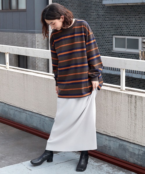 BARK MANHATTAN（バークマンハッタン）の「ビッグシルエットマルチボーダーTシャツ（Tシャツ/カットソー・メンズ・ホワイト/グリーン/ブラック/チャコール/ブルー・M/L）」の16枚目の写真