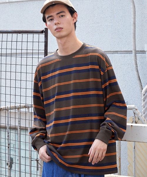 BARK MANHATTAN（バークマンハッタン）の「ビッグシルエットマルチボーダーTシャツ（Tシャツ/カットソー・メンズ・ホワイト/グリーン/ブラック/チャコール/ブルー・M/L）」の18枚目の写真