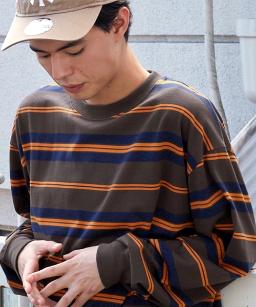 BARK MANHATTAN（バークマンハッタン）の「ビッグシルエットマルチボーダーTシャツ（Tシャツ/カットソー・メンズ・ホワイト/グリーン/ブラック/チャコール/ブルー・M/L）」の20枚目の写真