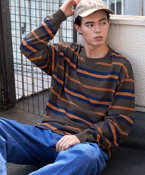 BARK MANHATTAN（バークマンハッタン）の「ビッグシルエットマルチボーダーTシャツ（Tシャツ/カットソー・メンズ・ホワイト/グリーン/ブラック/チャコール/ブルー・M/L）」の21枚目の写真