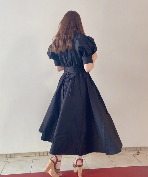 TORTE(トルテ)の「前タック後ろレースワンピース(ワンピース・レディース・ライトブルー/ブラック/ベージュ/ライトピンク・FREE)」の8枚目の写真