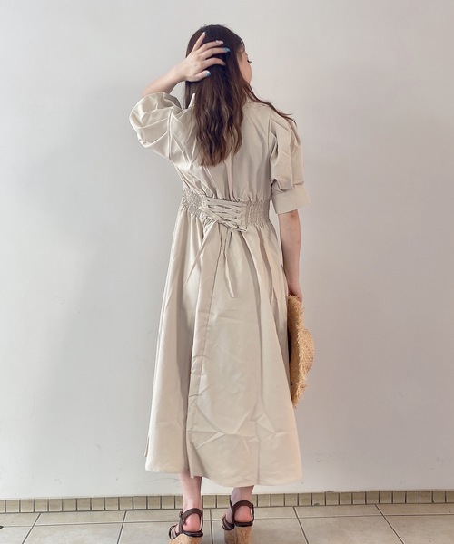 TORTE(トルテ)の「前タック後ろレースワンピース(ワンピース・レディース・ライトブルー/ブラック/ベージュ/ライトピンク・FREE)」の13枚目の写真