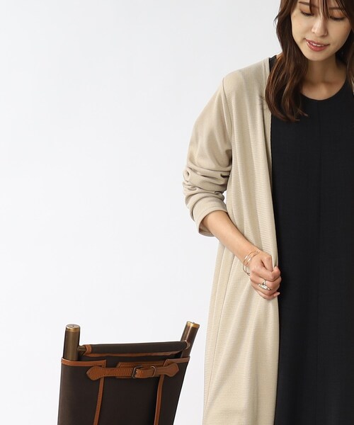 DRESKIP（ドレスキップ）の「◆ロング トッパーカーディガン（カーディガン/ボレロ・レディース・チャコールグレー/ブラック/ベージュ/ダークオレンジ・02/03）」の4枚目の写真