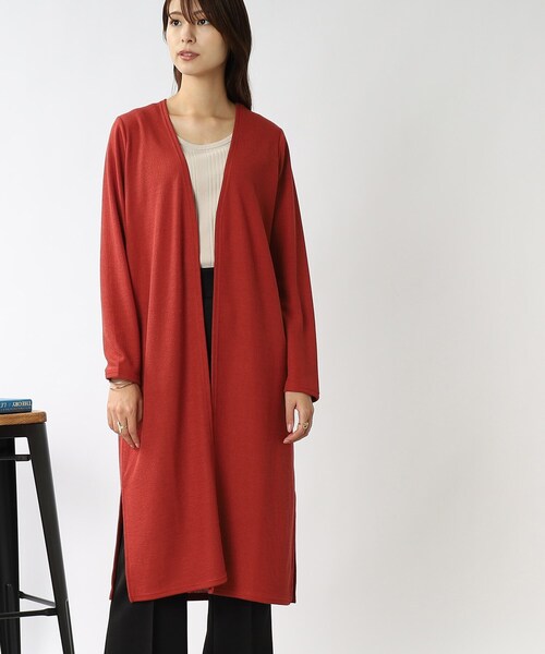 DRESKIP（ドレスキップ）の「◆ロング トッパーカーディガン（カーディガン/ボレロ・レディース・チャコールグレー/ブラック/ベージュ/ダークオレンジ・02/03）」の5枚目の写真