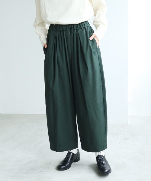 yuni(ユニ )の「80/2強撚コットン ギャバ ゴムタック パンツ(その他パンツ・レディース・ブラウン/ブラック/その他/グリーン・FREE)」の4枚目の写真