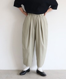 80/2強撚コットン ギャバ ゴムタック パンツ
