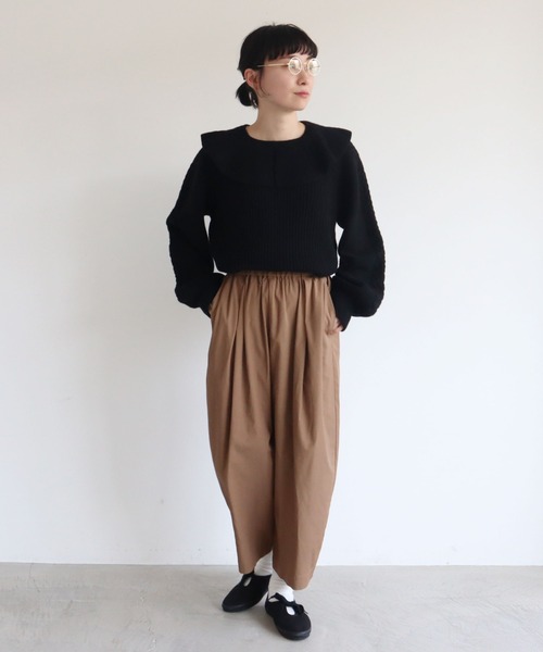 yuni(ユニ )の「80/2強撚コットン ギャバ ゴムタック パンツ(その他パンツ・レディース・ブラウン/ブラック/その他/グリーン・FREE)」の9枚目の写真