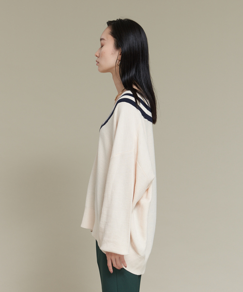 NOMINE(ノミネ)の「ビッグVラインカノコオーバーニット(ニット/セーター・レディース・ブラック/オレンジ/グリーン/アイボリー・フリー)」の8枚目の写真