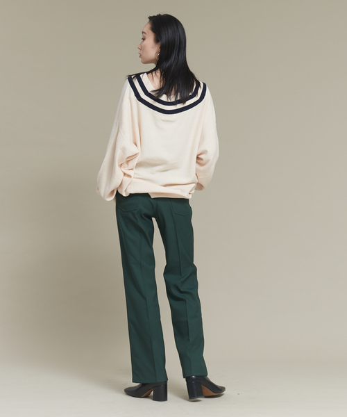 NOMINE(ノミネ)の「ビッグVラインカノコオーバーニット(ニット/セーター・レディース・ブラック/オレンジ/グリーン/アイボリー・フリー)」の14枚目の写真