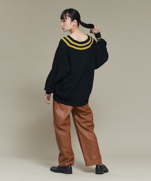NOMINE(ノミネ)の「ビッグVラインカノコオーバーニット(ニット/セーター・レディース・ブラック/オレンジ/グリーン/アイボリー・フリー)」の17枚目の写真