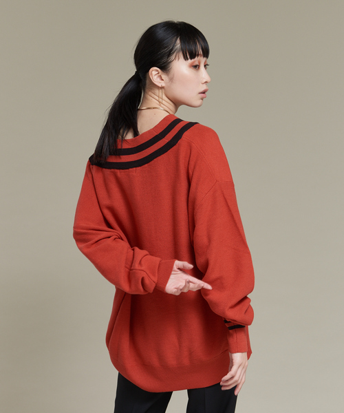 NOMINE(ノミネ)の「ビッグVラインカノコオーバーニット(ニット/セーター・レディース・ブラック/オレンジ/グリーン/アイボリー・フリー)」の20枚目の写真