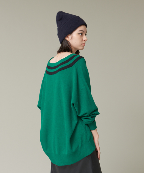 NOMINE(ノミネ)の「ビッグVラインカノコオーバーニット(ニット/セーター・レディース・ブラック/オレンジ/グリーン/アイボリー・フリー)」の5枚目の写真