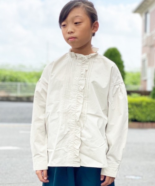 Ampersand(アンパサンド)の「Ampersand/アンパサンド premier デザインブラウス(シャツ/ブラウス・キッズ・ブルー/チャコール/オフホワイト・140/130)」の2枚目の写真