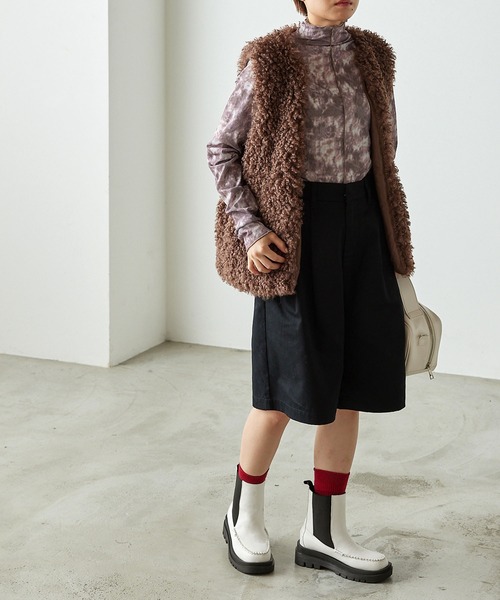 forksy.（フォルクシー）の「【forksy.】トラックソールサイドゴアモカブーツ（ブーツ・レディース・ブラック/オフホワイト/アッシュブラウン・S/M/L/LL）」の6枚目の写真