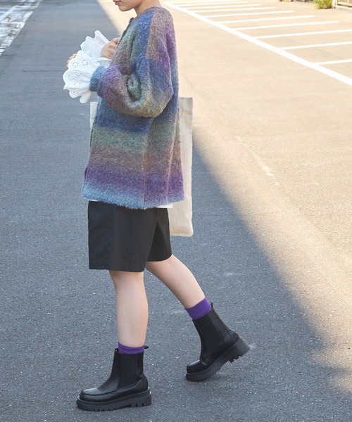 forksy.（フォルクシー）の「【forksy.】トラックソールサイドゴアモカブーツ（ブーツ・レディース・ブラック/オフホワイト/アッシュブラウン・S/M/L/LL）」の20枚目の写真