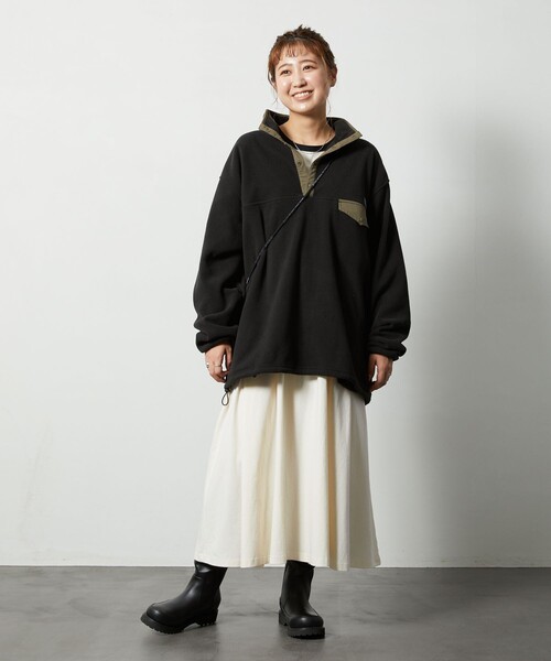 FREAK'S STORE（フリークスストア）の「【WEB限定】FREAK'S OUTDOORS フリーススナッププルオーバー（その他アウター・レディース・パープル/オリーブ/ネイビー/ベージュ/ブラック・ﾌﾘ-）」の6枚目の写真