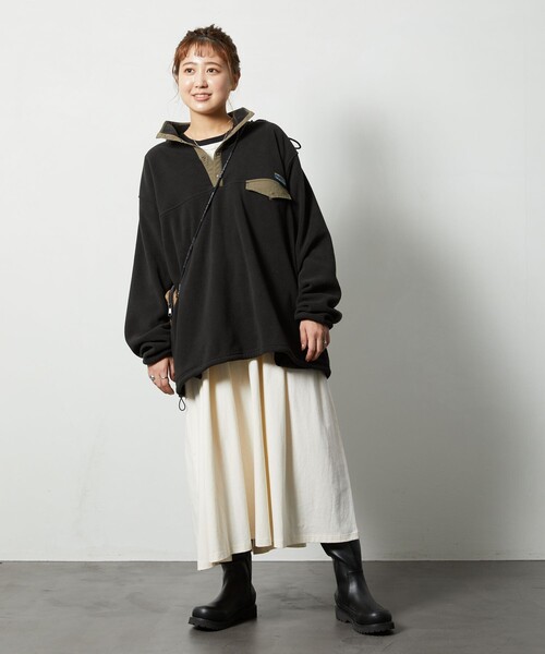 FREAK'S STORE（フリークスストア）の「【WEB限定】FREAK'S OUTDOORS フリーススナッププルオーバー（その他アウター・レディース・パープル/オリーブ/ネイビー/ベージュ/ブラック・ﾌﾘ-）」の9枚目の写真