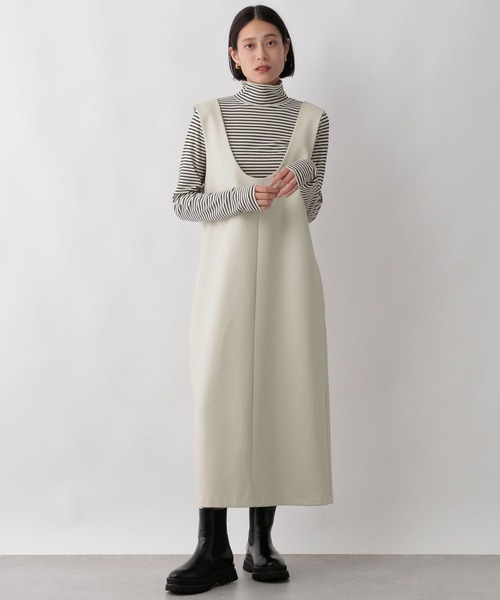 LOWRYS FARM（ローリーズファーム）の「エコレザージャンパースカート　165024（ワンピース・レディース・ブラック/アイボリー・FREE）」の6枚目の写真