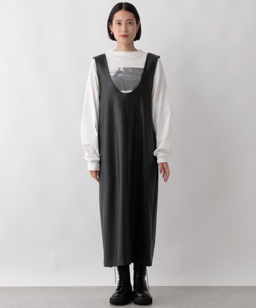 LOWRYS FARM（ローリーズファーム）の「エコレザージャンパースカート　165024（ワンピース・レディース・ブラック/アイボリー・FREE）」の11枚目の写真