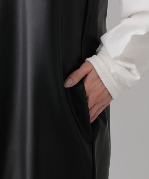 LOWRYS FARM（ローリーズファーム）の「エコレザージャンパースカート　165024（ワンピース・レディース・ブラック/アイボリー・FREE）」の16枚目の写真