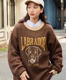 Labrador Retriever/ラブラドールレトリーバー 別注 カレッジ ビッグシルエット クルーネックジャガードニット