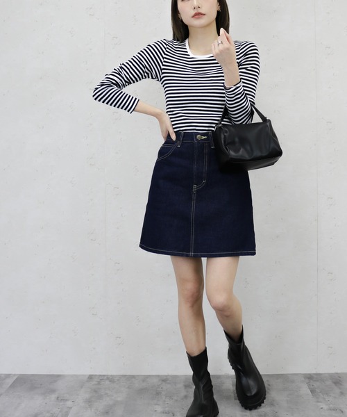 Lee(リー)の「Lee/リー ライトウェイトデニム ミニスカート(スカート・レディース・ブラック系/インディゴブルー/ライトインディゴブルー・SMALL/MEDIUM/X-SMALL)」の10枚目の写真