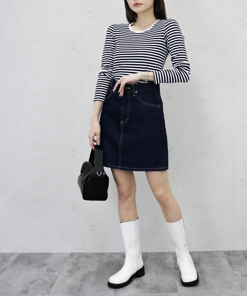 Lee(リー)の「Lee/リー ライトウェイトデニム ミニスカート(スカート・レディース・ブラック系/インディゴブルー/ライトインディゴブルー・SMALL/MEDIUM/X-SMALL)」の14枚目の写真