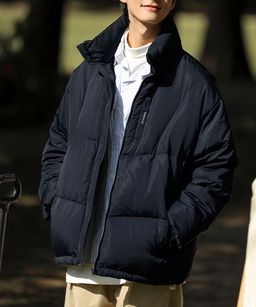 HOOK（フック）の「【HOOK】ベーシックハイネック中綿ジャケット（ダウンジャケット/コート・メンズ・ネイビー/ベージュ・M/L/XL/XXL）」の4枚目の写真