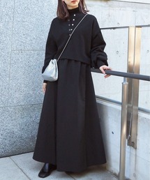 tiptop（ティップトップ）の「ドット釦プルオーバー×ワンピースSET（ワンピース）」