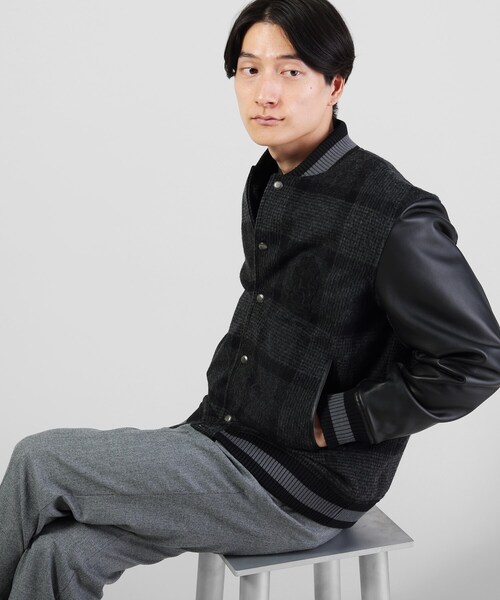 TAKEO KIKUCHI(タケオキクチ)の「◆ウール ビーバー チェック スタジャン(スタジャン・メンズ・ネイビー系1/グレー系その他2・03/02/04)」の15枚目の写真