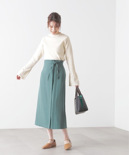 N.（N. Natural Beauty Basic）（エヌエヌナチュラルビューティーベーシック）の「◆ベルスリーブリブニット（ニット/セーター・レディース・ネイビー/オフホワイト/イエロー・MEDIUM）」の11枚目の写真