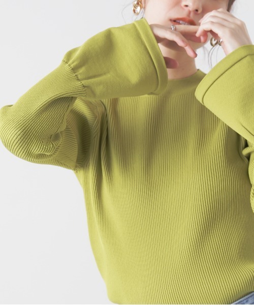 N.（N. Natural Beauty Basic）（エヌエヌナチュラルビューティーベーシック）の「◆ベルスリーブリブニット（ニット/セーター・レディース・ネイビー/オフホワイト/イエロー・MEDIUM）」の18枚目の写真