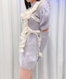 AD2021 21AW フリルハーネス 黒 サテン ポリエステル ベルト AD2021 21AW フリルハーネス 黒 サテン ポリエステル ベルト