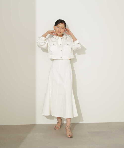 NATURAL BEAUTY BASIC（ナチュラルビューティーベーシック）の「デニムマーメイドスカート（デニムスカート・レディース・ネイビー/オフホワイト・SMALL/MEDIUM）」の17枚目の写真