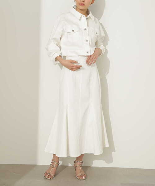 NATURAL BEAUTY BASIC（ナチュラルビューティーベーシック）の「デニムマーメイドスカート（デニムスカート・レディース・ネイビー/オフホワイト・SMALL/MEDIUM）」の15枚目の写真