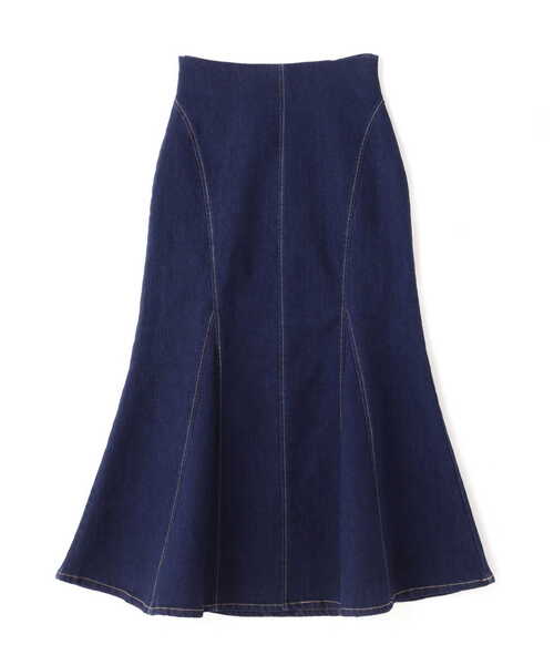 NATURAL BEAUTY BASIC（ナチュラルビューティーベーシック）の「デニムマーメイドスカート（デニムスカート・レディース・ネイビー/オフホワイト・SMALL/MEDIUM）」の4枚目の写真
