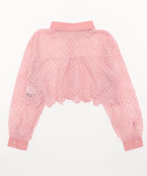 clear（クリア）の「長袖刺繍レースシアーシャツ[クロップド丈 骨格ウェーブ]（シャツ/ブラウス・レディース・ピンクベージュ/ベージュ/ブラック/オフホワイト・F）」の17枚目の写真