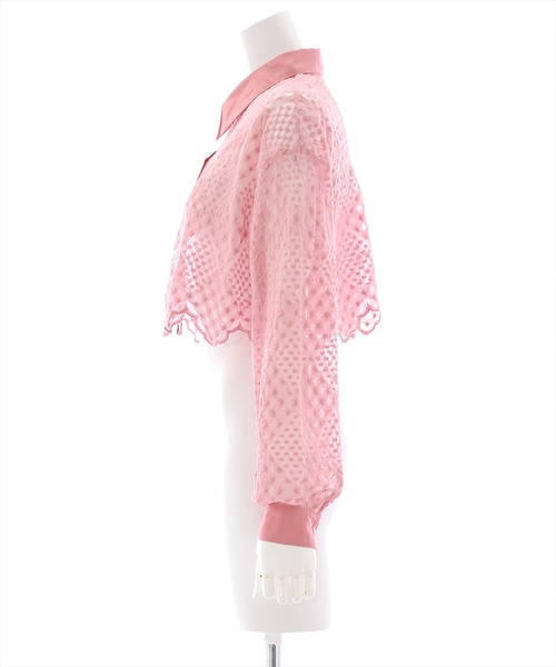 clear（クリア）の「長袖刺繍レースシアーシャツ[クロップド丈 骨格ウェーブ]（シャツ/ブラウス・レディース・ピンクベージュ/ベージュ/ブラック/オフホワイト・F）」の16枚目の写真