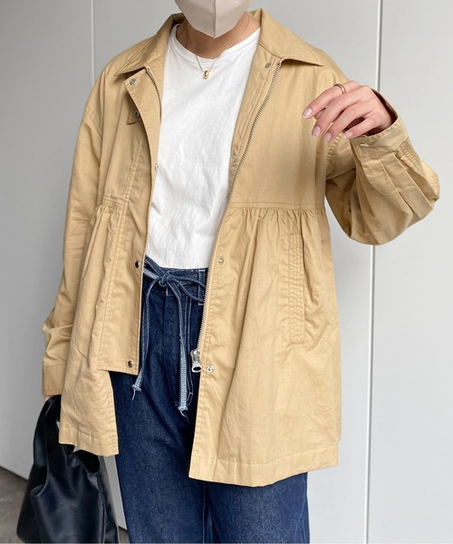 CPCM(シーピーシーエム)の「ハイネックギャザーデザインブルゾン(ブルゾン・レディース・ベージュ/アイボリー/カーキ/サックスブルー・FREE)」の10枚目の写真