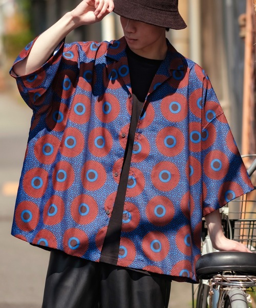 improves(インプローブス)の「【improves】総柄&無地 ルーズフィット 半袖 オープンカラーシャツ(シャツ/ブラウス・メンズ・ライトグリーン/ピンク/イエロー/ネイビー/ブラウン/ブラック/ホワイト/ライトグレー/ダークブラック/ダークグリーン・FREE)」の8枚目の写真