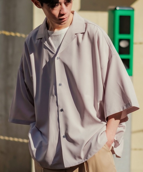 improves(インプローブス)の「【improves】総柄&無地 ルーズフィット 半袖 オープンカラーシャツ(シャツ/ブラウス・メンズ・ライトグリーン/ピンク/イエロー/ネイビー/ブラウン/ブラック/ホワイト/ライトグレー/ダークブラック/ダークグリーン・FREE)」の5枚目の写真