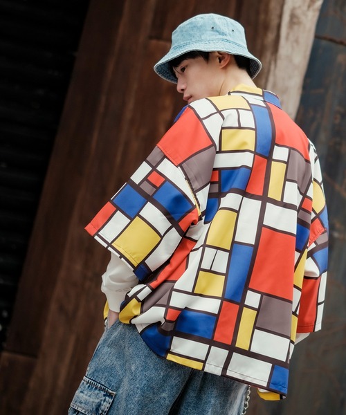 improves(インプローブス)の「【improves】総柄&無地 ルーズフィット 半袖 オープンカラーシャツ(シャツ/ブラウス・メンズ・ライトグリーン/ピンク/イエロー/ネイビー/ブラウン/ブラック/ホワイト/ライトグレー/ダークブラック/ダークグリーン・FREE)」の12枚目の写真